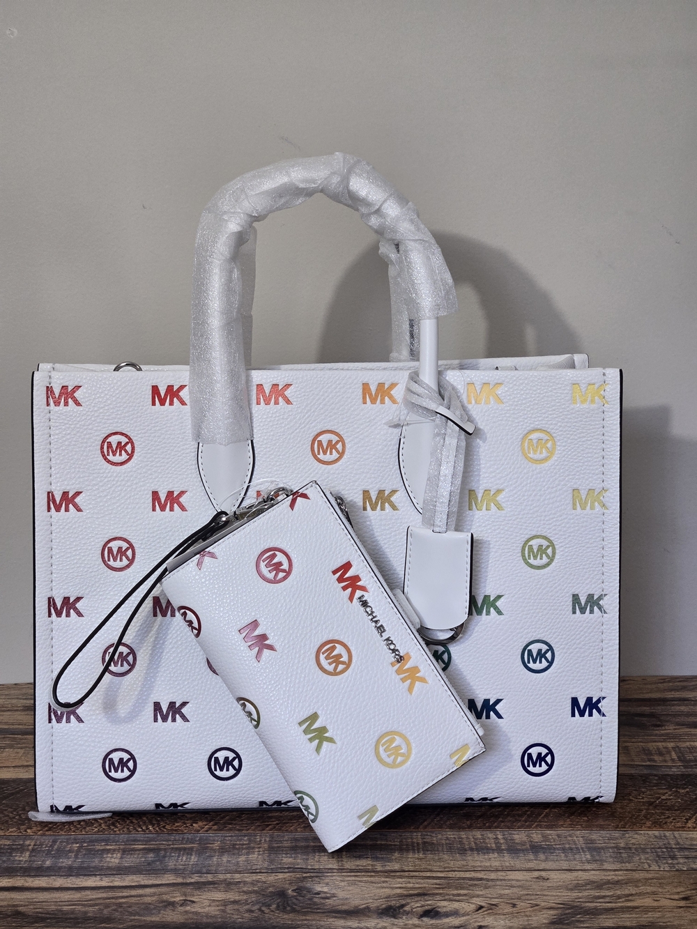 Michael Kors Mirella Medium Rainbow Tote And Wallet Set